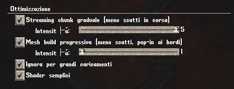 Opzioni di ottimizzazione